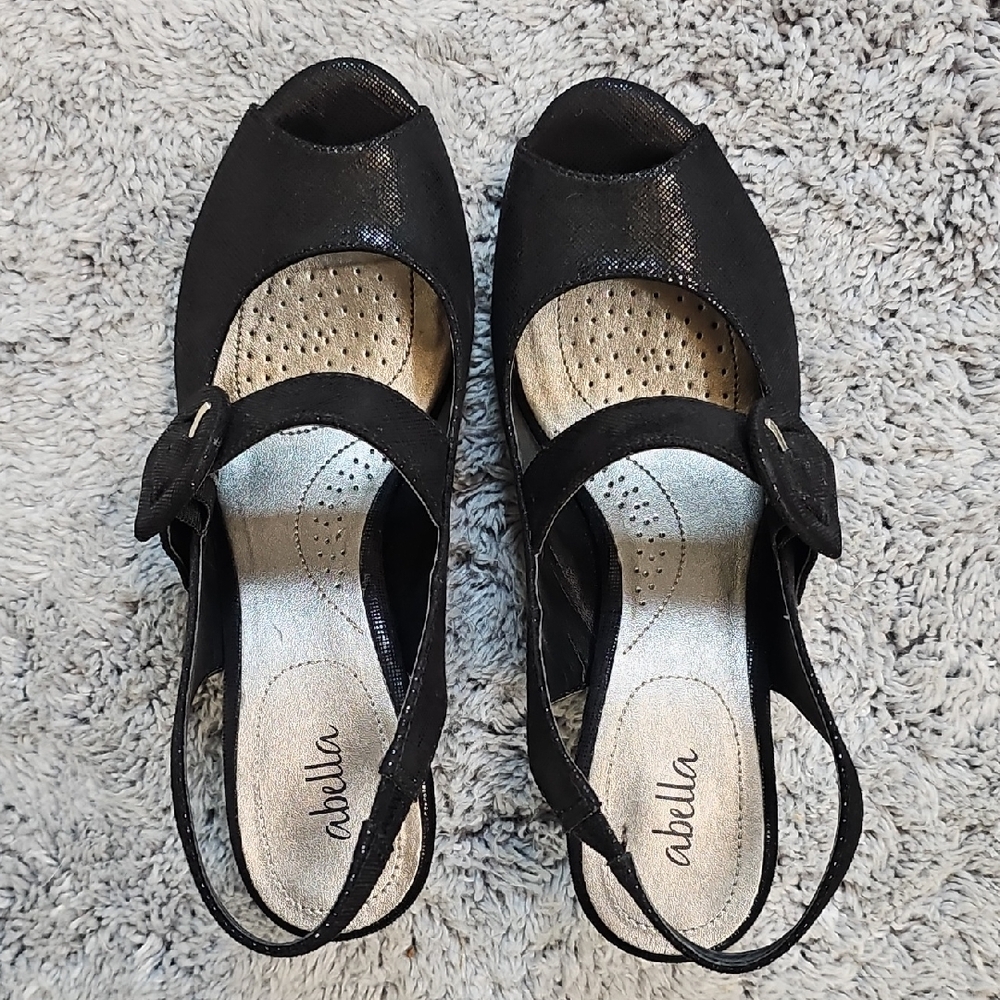 Abella Black Slingback Sandals